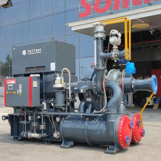Rotary screw compressor outside Sollant factory, China | Image Credit: Sollant