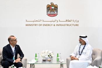 Meeting between the CEO of Ansaldo Energia, Mr. Fabrizio Fabbri, and the Minister of Energy and Infrastructure of the UAE, H.E. Suhail Mohamed Al Mazrouei.
