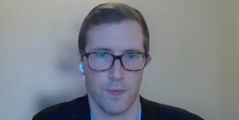 Daniel Carson, MD, MS, answers a question during a Zoom video interview