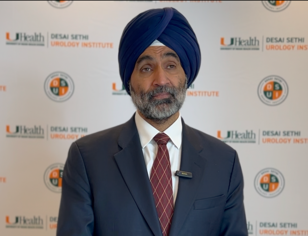 Jaspreet S. Sandhu, MD, answers a question during a video interview