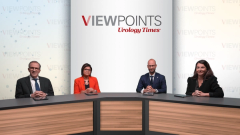 A panel of 4 experts on bladder cancer seated at a long table