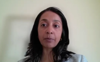 Veda Giri, MD, answers a question during a Zoom video interview