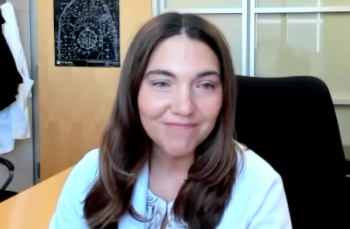 Andrea B. Apolo, MD, answers a question during a Zoom video interview