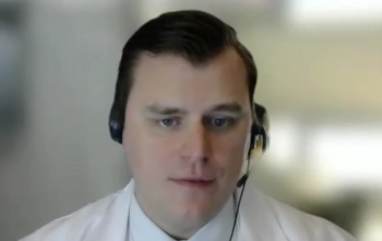 Andrew Wood, MD, answers a question during a Zoom interview