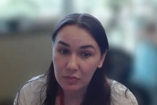 Laura Gressler, MS, PhD, answers a question during a Zoom video interview