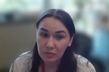 Laura Gressler, MS, PhD, answers a question during a Zoom video interview