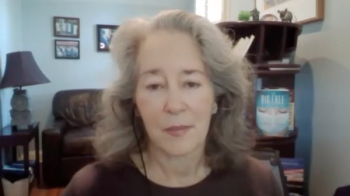 Martha Boone, MD, answers a question during a Zoom video interview