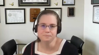 Jennifer Ann Meddings, MD, MSc, answers a question during a Zoom video interview