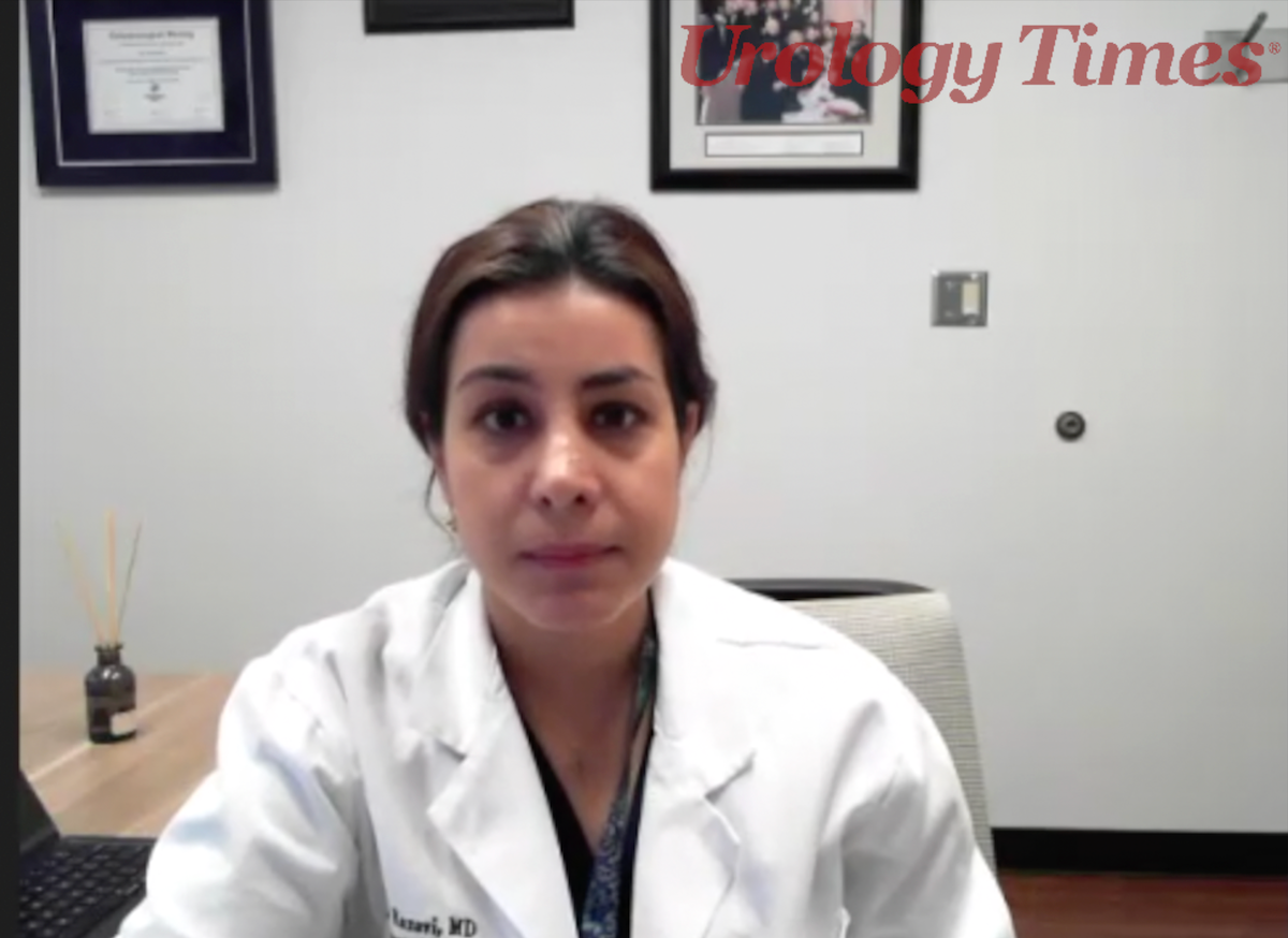 Sarah Razavi, MD, answers a question during a Zoom video interview