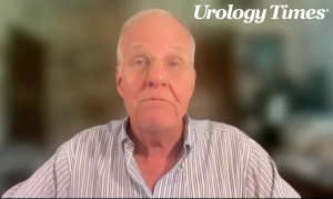 Kevin T. McVary, MD, FACS, answers a question during a Zoom video interview