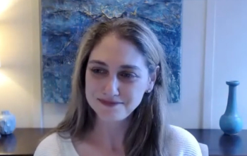 Anne M. Suskind, MD, MS, FACS, FPMRS, answers a question during a Zoom video interview