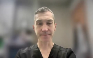 Joshua J. Meeks, MD, PhD, answers a question during a Zoom video interview