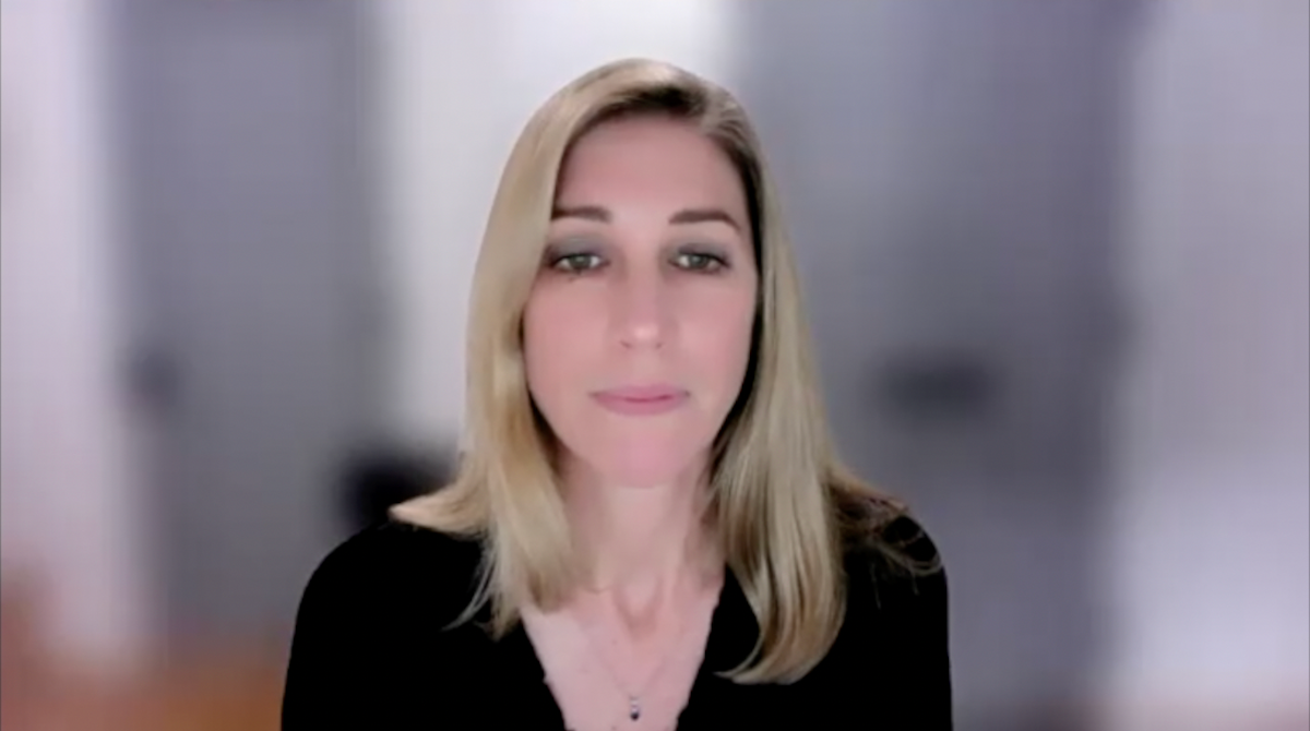 Alicia Morgans, MD, MPH, answers a question during a Zoom video interview