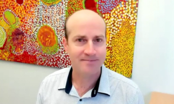Christian Moro, PhD, BSc, BEd, MBus, SFHEA, answers a question during a Zoom video interview