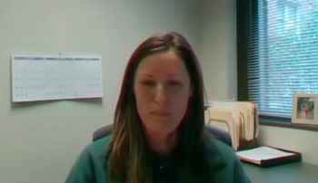 Bree Duncan, RN, BSN, answers a question during a Zoom video interview