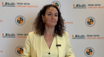 Anne Pelletier Cameron, MD, FRCSC, FPMRS, answers a question during a video interview