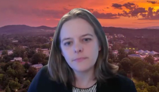 Jacqueline Zillioux, MD, answers a question during a Zoom video interview