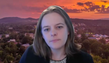 Jacqueline Zillioux, MD, answers a question during a Zoom video interview