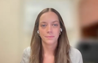 Elisabeth M. Sebesta, MD, answers a question during a Zoom video interview