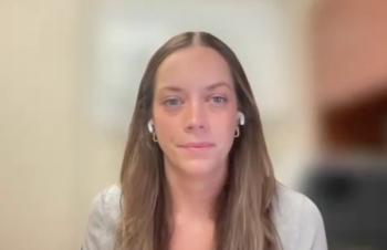 Elisabeth M. Sebesta, MD, answers a question during a Zoom video interview