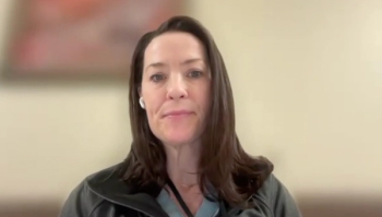 Helen L. Bernie, DO, MPH, answers a question during a Zoom video interview