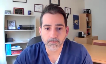 John Michael DiBianco, MD, answers a question during a Zoom video interview