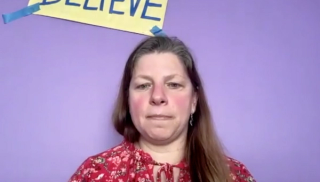 Amanda C. North, MD, answers a question during a Zoom video interview