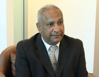 Akhil Das, MD, FACS, answers a question during a video interview