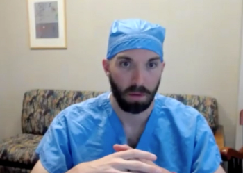 Matthew J. Ziegelmann, MD, answers a question during a Zoom video interview