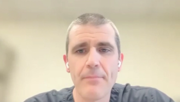 Kelly L. Stratton, MD, FACS, answers a question during a Zoom video interview