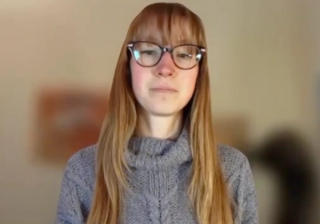 Hailey Frye answers a question during a Zoom video interview