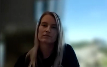 Emily Sopko, CNP, answers a question during a Zoom video interview