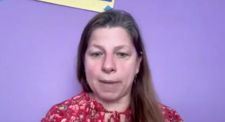 Amanda C. North, MD, answers a question during a Zoom video interview