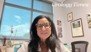 Andrea Pezzella, MD, URPS, FACOG, answers a question during a Zoom video interview