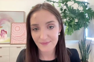 Dr Louise Kostos answers a question during a Zoom video interview