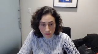 Miriam Harel, MD, answers a question during a Zoom video interview