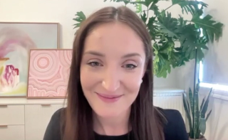 Dr Louise Kostos answers a question during a Zoom video interview