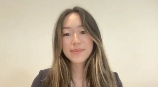 Jasmine Lin, MD, answers a question during a Zoom video interview