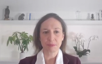 Channing J. Paller, MD, answers a question during a Zoom video interview