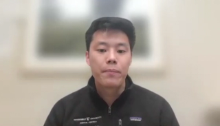 William Furuyama, MD, answers a question during a Zoom video interview