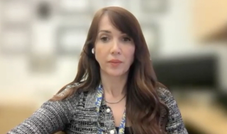 Laura Bukavina, MD, MPH, answers a question during a Zoom video interview