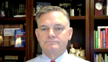 Andrew C. Peterson, MD, MPH, answers a question during a Zoom interview