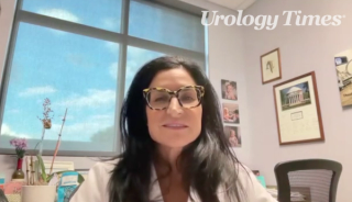 Andrea Pezzella, MD, URPS, FACOG, answers a question during a Zoom video interview