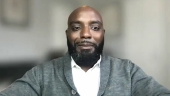 Randy Vince Jr, MD, answers a question during a video interview regarding his new role at University Hospitals