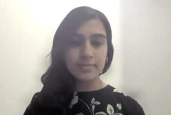 Anjali Kapur, MD, looks at the camera while answering a question