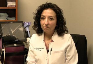 Shaya Taghechian, MD, answers a question during a video interview
