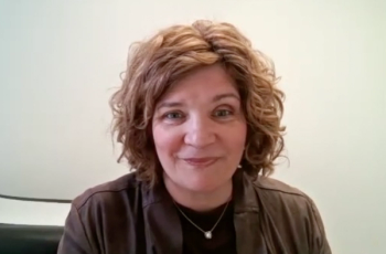 Anna Myers, CNP, answers a question during a Zoom video interview