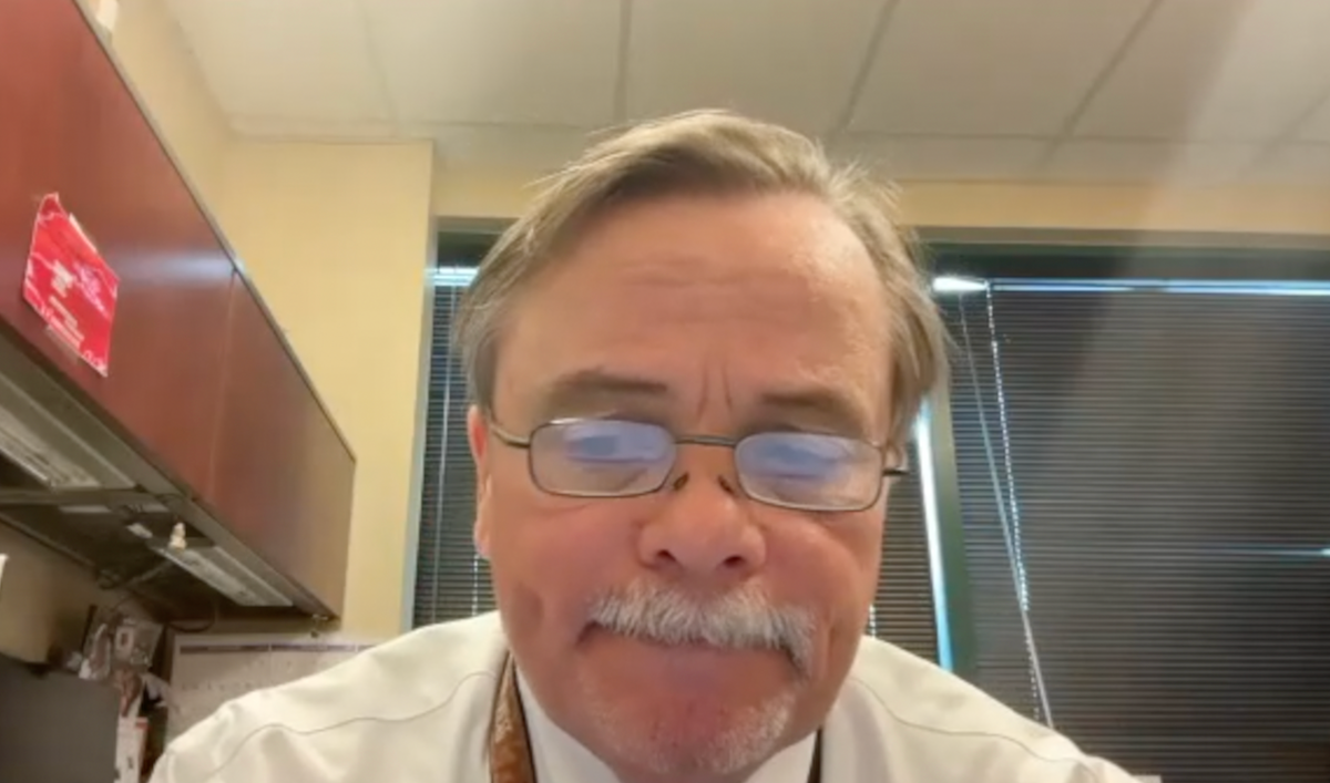 Roger R. Dmochowski, MD, MMHC, FACS, answers a question during a Zoom video interview