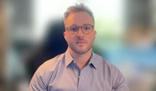 David Gilbert answers a question during a Zoom video interview