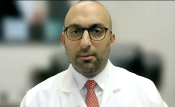 Nazih Paul Khater, MD, FACS, answers a question during a Zoom video interview